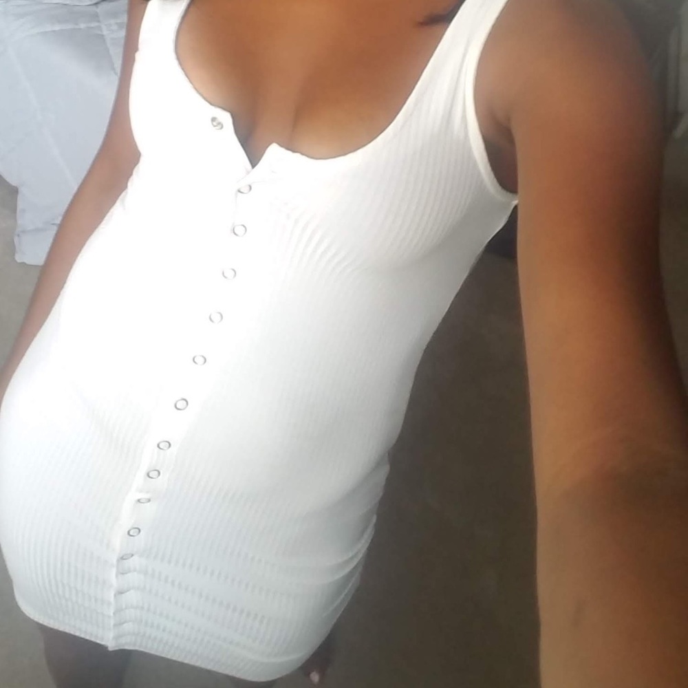 Forever 21 white bodycon buttoned dress